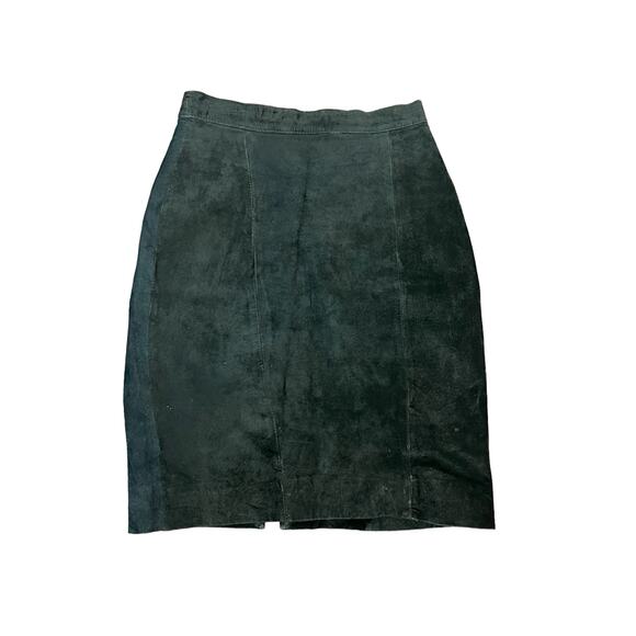 Vintage Suede Leather Pencil Mini Skirt sz 3 XS Punk Retro 80s 90s Mob Wife - Picture 1 of 4
